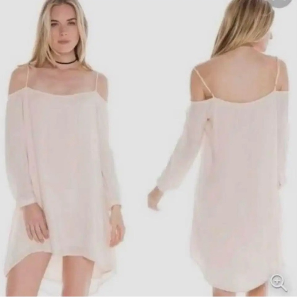 Anthropologie Cloth & Stone Blush Pink Cold Shoulder Swing Dress Size L